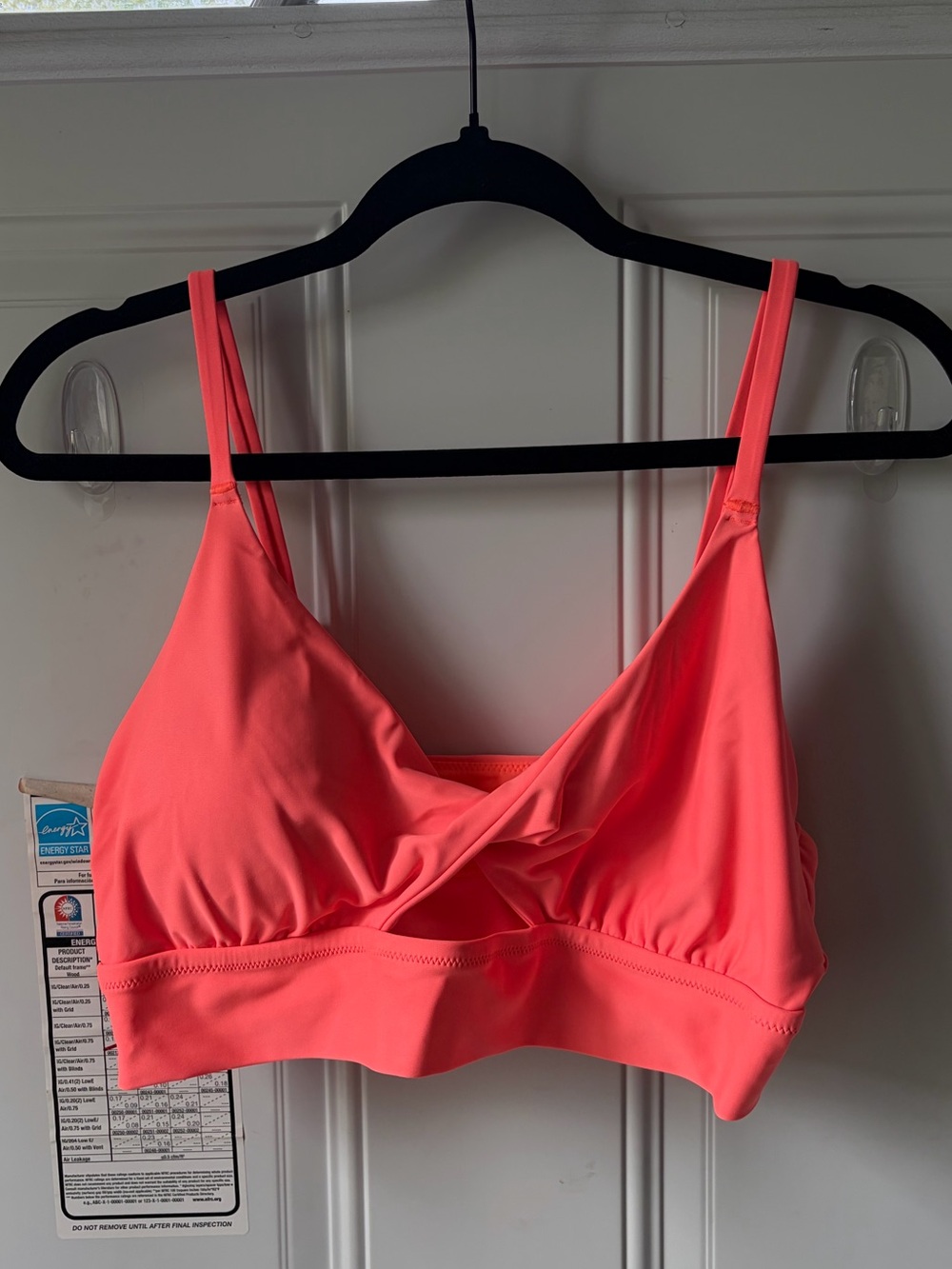 Aerie Real Good Twist Front Bikini Top Neon Coral 🪸